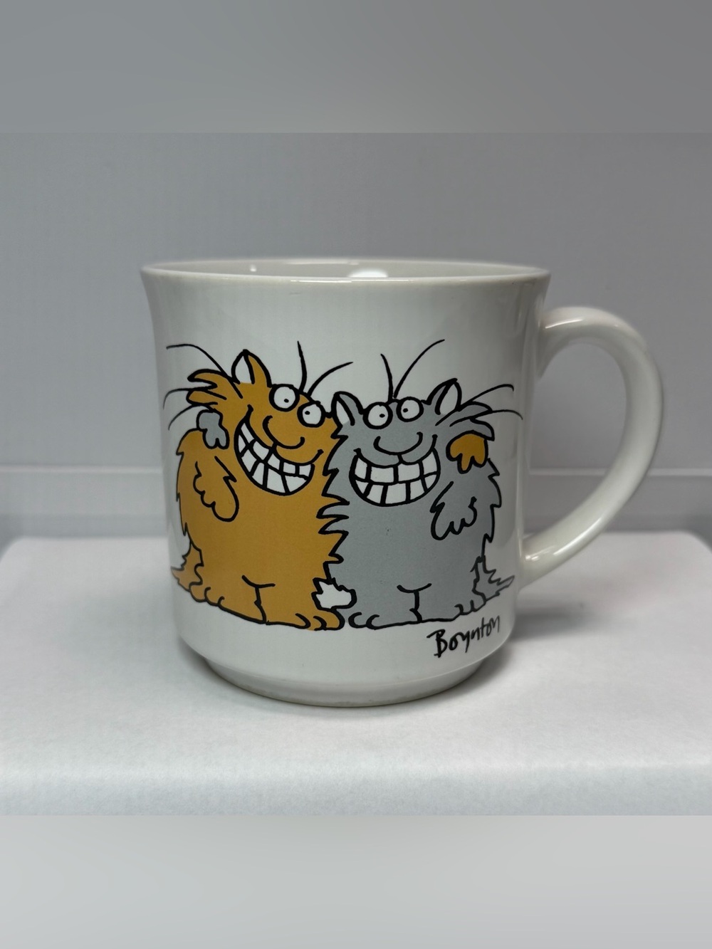 Vintage Sandra Boynton Keep Smiling Cat Friends Coffee Mug Humorous Cartoon Mug